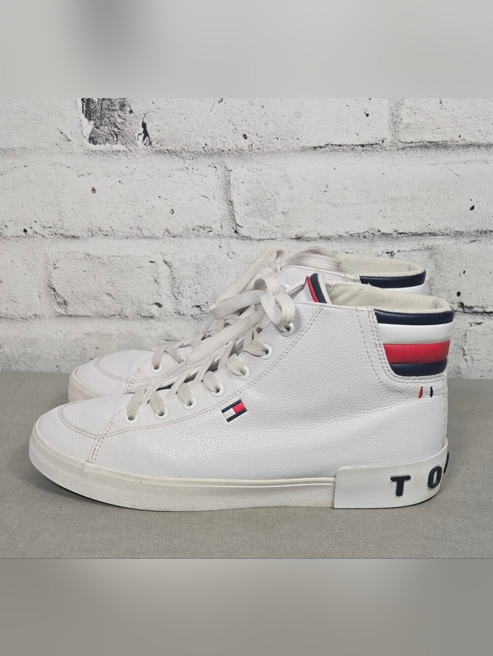 Tommy Hilfiger White High Top Sneakers Mens Size 10 Logo Lace Up EU 43